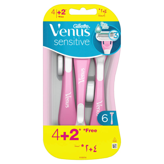 Gillette venus sensitive disposable razors, 4 count + 2 free