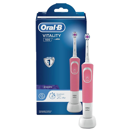 Oral-B  Vitality 100 Pink Electric Rechargeable Toothbrush, With Uae 3 Pin Plug