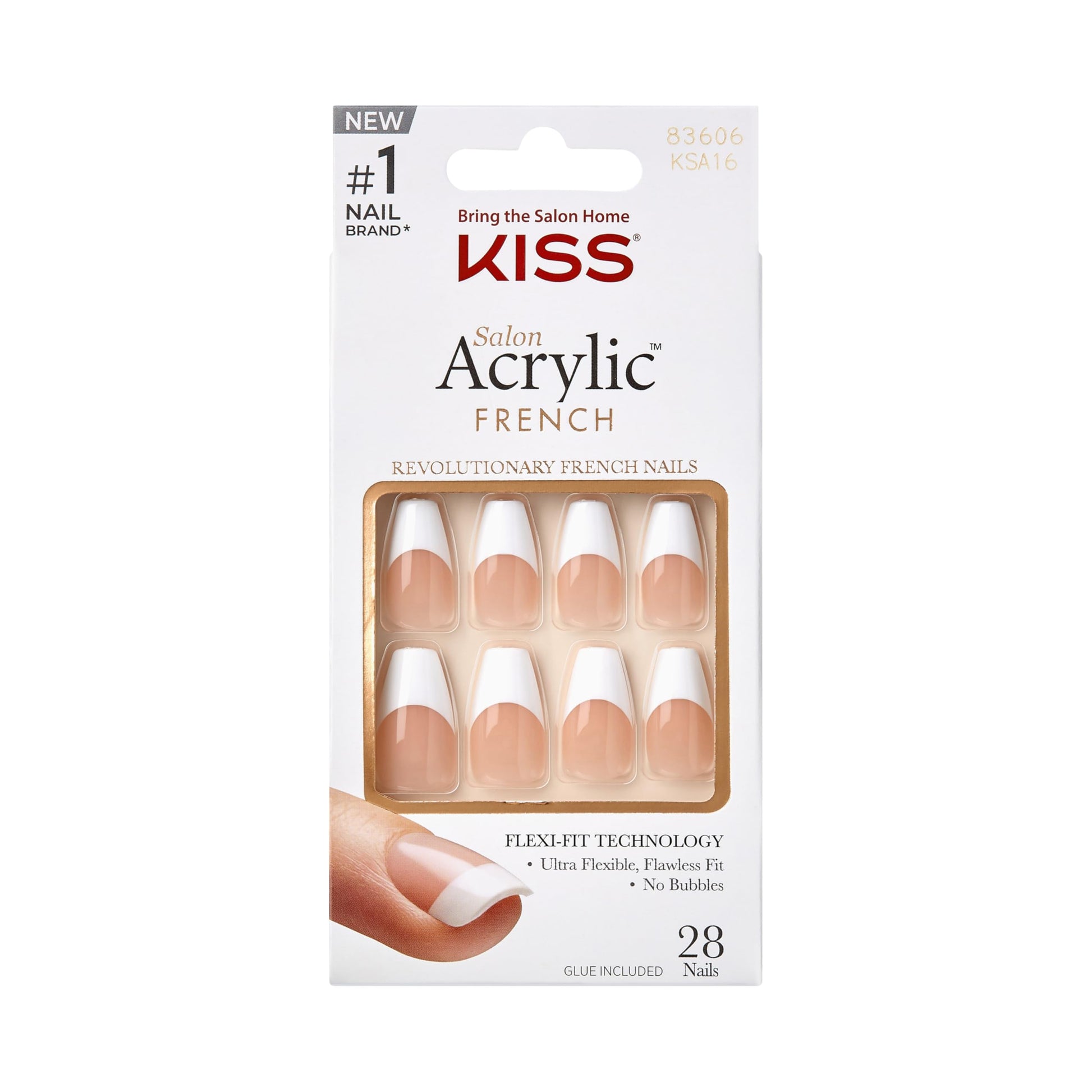 KISS Salon Acrylic 28 Count Nails French Medium Length (Pack of 2)