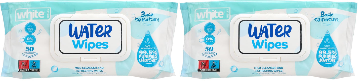 White water wipes 50 (Pack of 2)