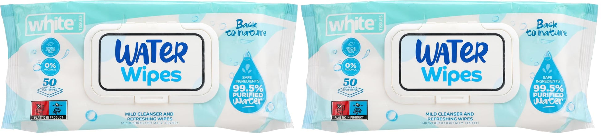 White water wipes 50 (Pack of 2)