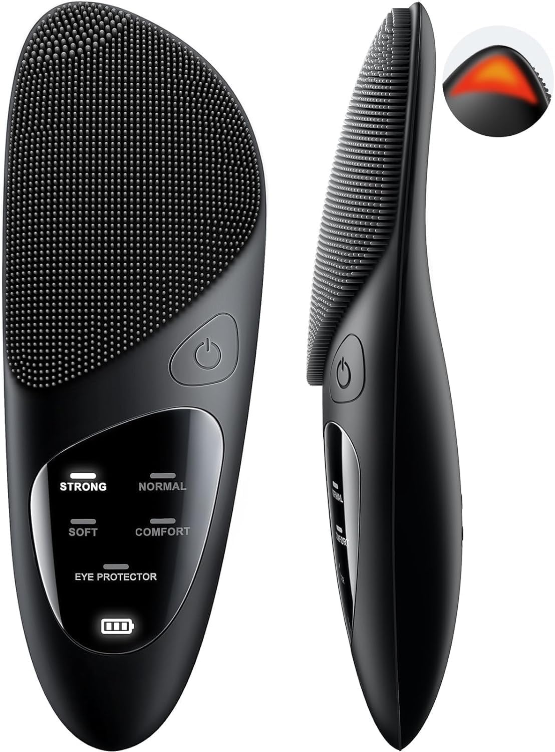 Beauty beast Facial Cleansing Brush Face Scrubber IPX7 Waterproof Rechargeable 4 Modes with Eye Protection, Electric Vibrating Cleanser System for Cleaning, Exfoliating, Massaging (Black, Slim)