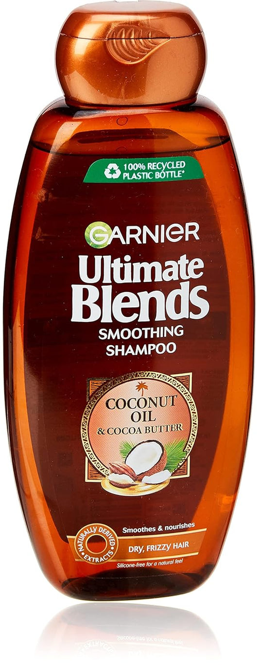 Garnier Ultimate Blends Shampoo | Sleek Restorer With Coconut Oil & Cocoa Butter Smoothing for Sleek, Smooth, Frizz-Free Hair | 360 ml | Pack of 6