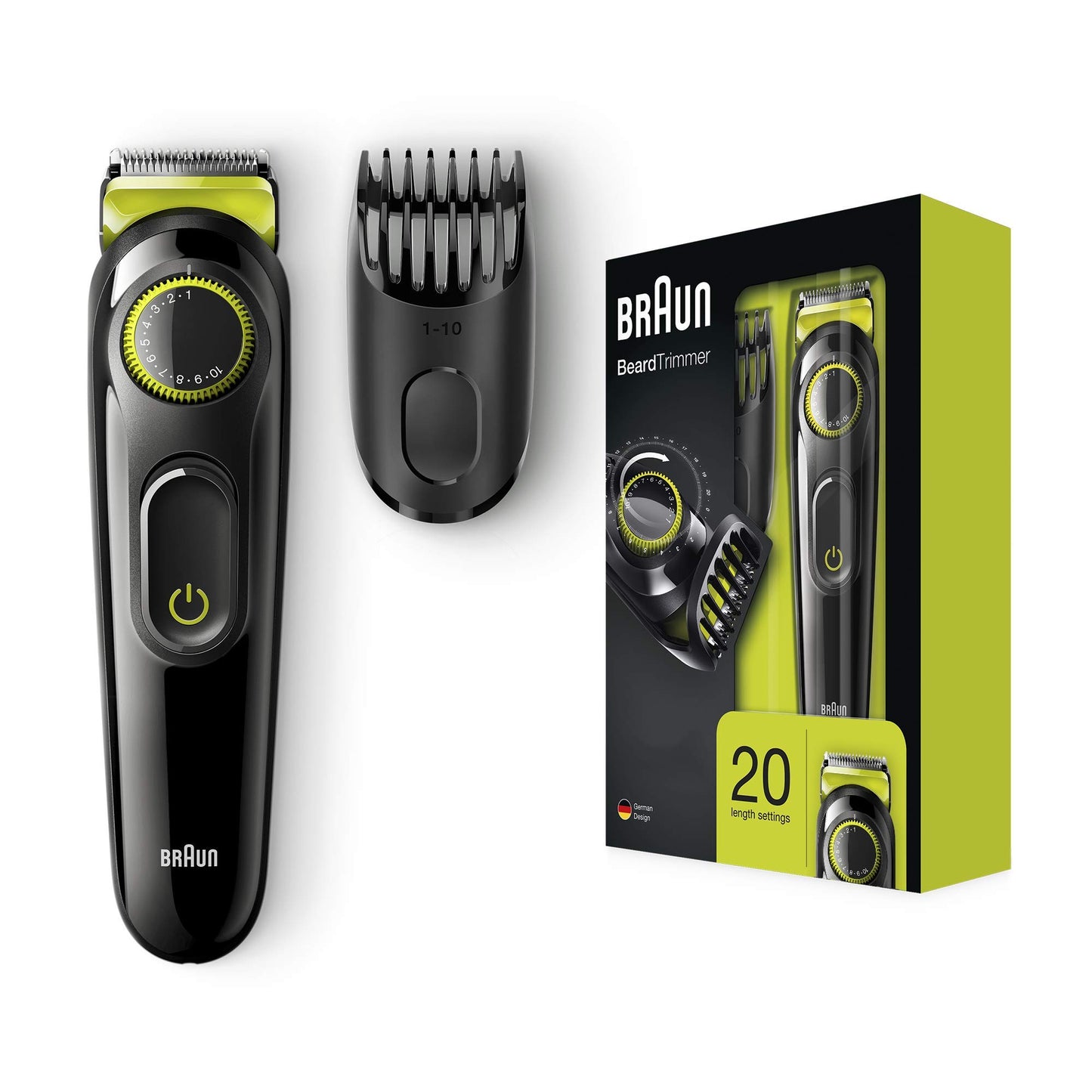 Braun BT3021 Beard Trimmer – Perfect beard. Easy. Fast. Precise. – Black-Volt Green