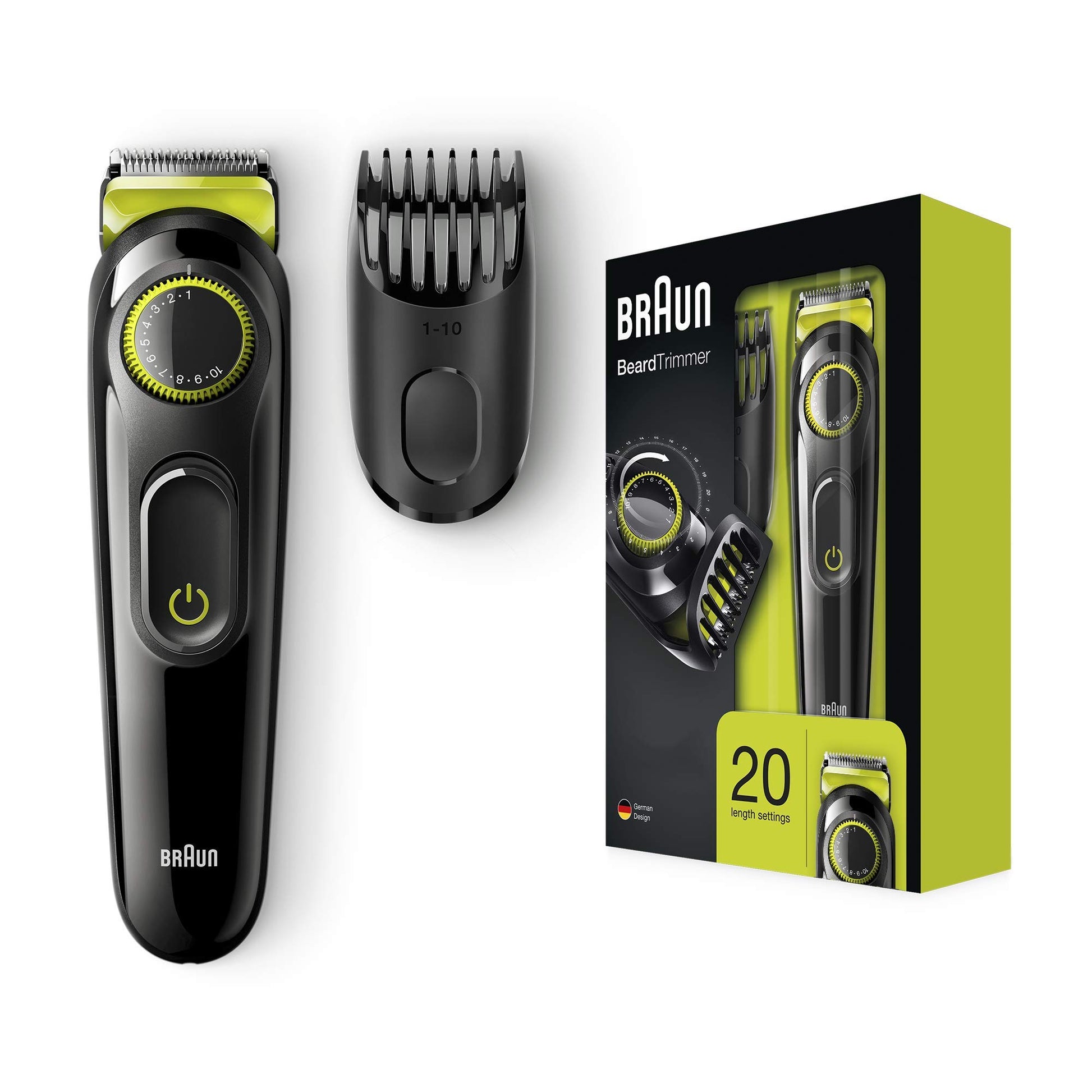Braun BT3021 Beard Trimmer – Perfect beard. Easy. Fast. Precise. – Black-Volt Green