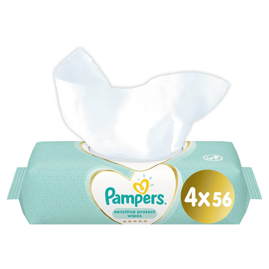 Pampers Sensitive Baby Wipes, 2+2, 224 Count