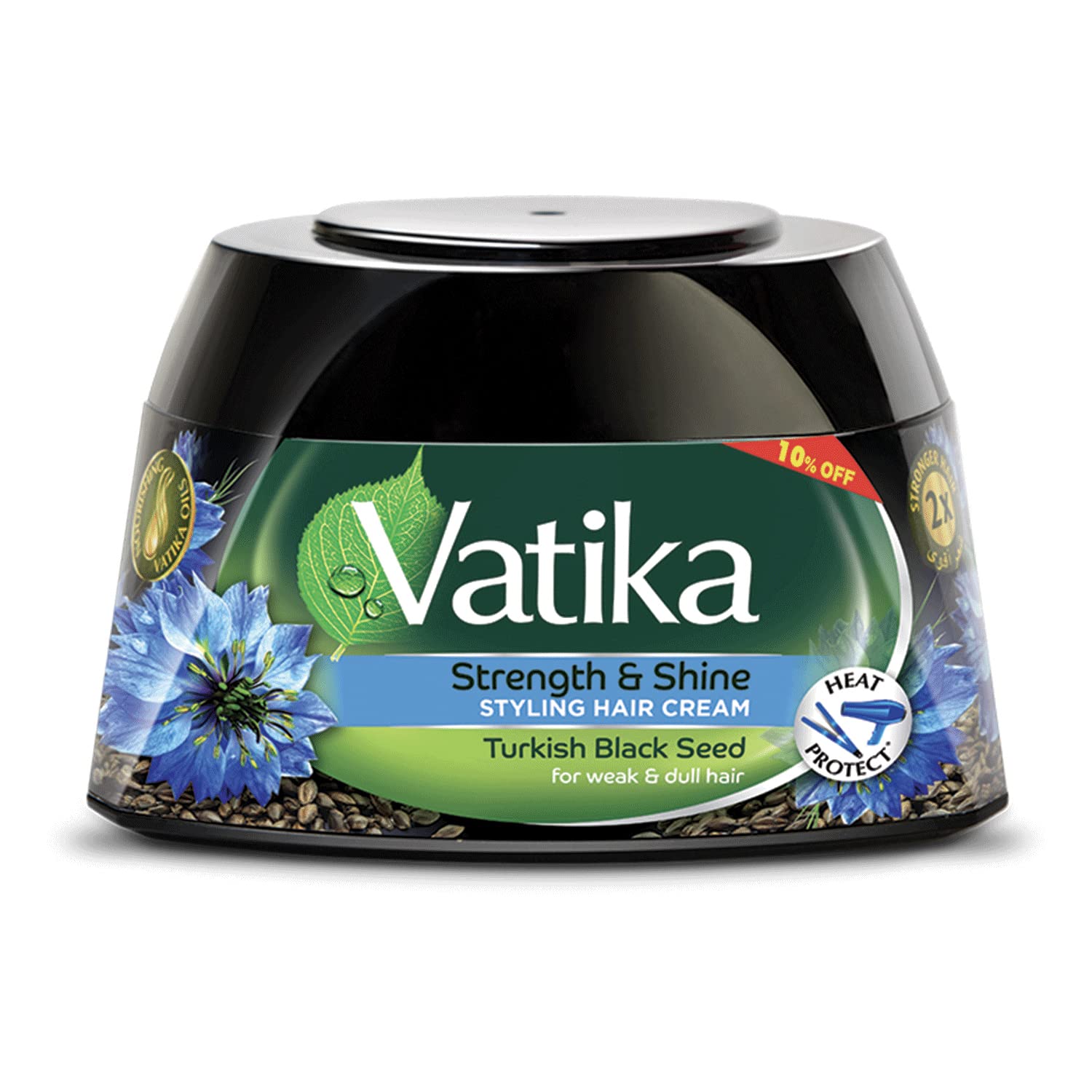 Vatika Naturals Turkish Blackseed Styling Hair Cream (65mL) | Promotes Strength and Shiny Hair | Heat Protect | Helps Weak and Dull Hair