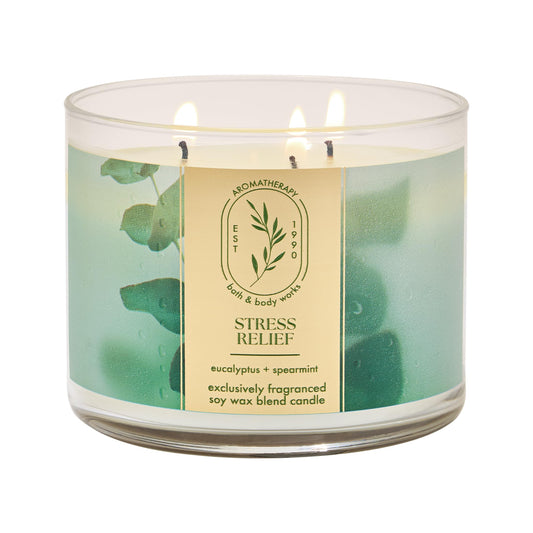 Bath & Body Works Aromatherapy Stress Relief 3-Wick Candle, Eucalyptus Spearmint