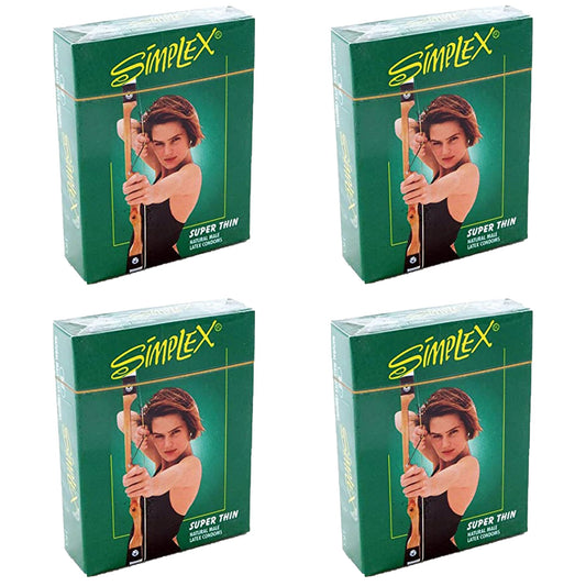 Simplex Super Thin Contoured Ribbed & Dotted Condoms 4 Packs - 3pieces per One.