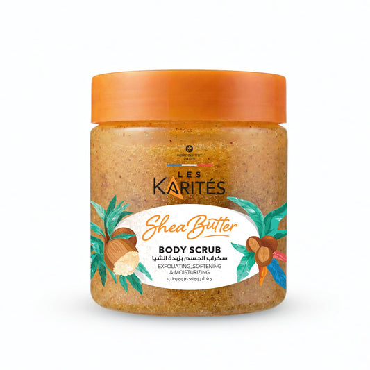 Les Karités Exfoliating & Moisturizing Body Scrub (225ml) - Natural Sweet Almond & Perlite Exfoliants - Enriched with Shea Butter for Softening - 0% Paraben - Weekly Spa Treatment
