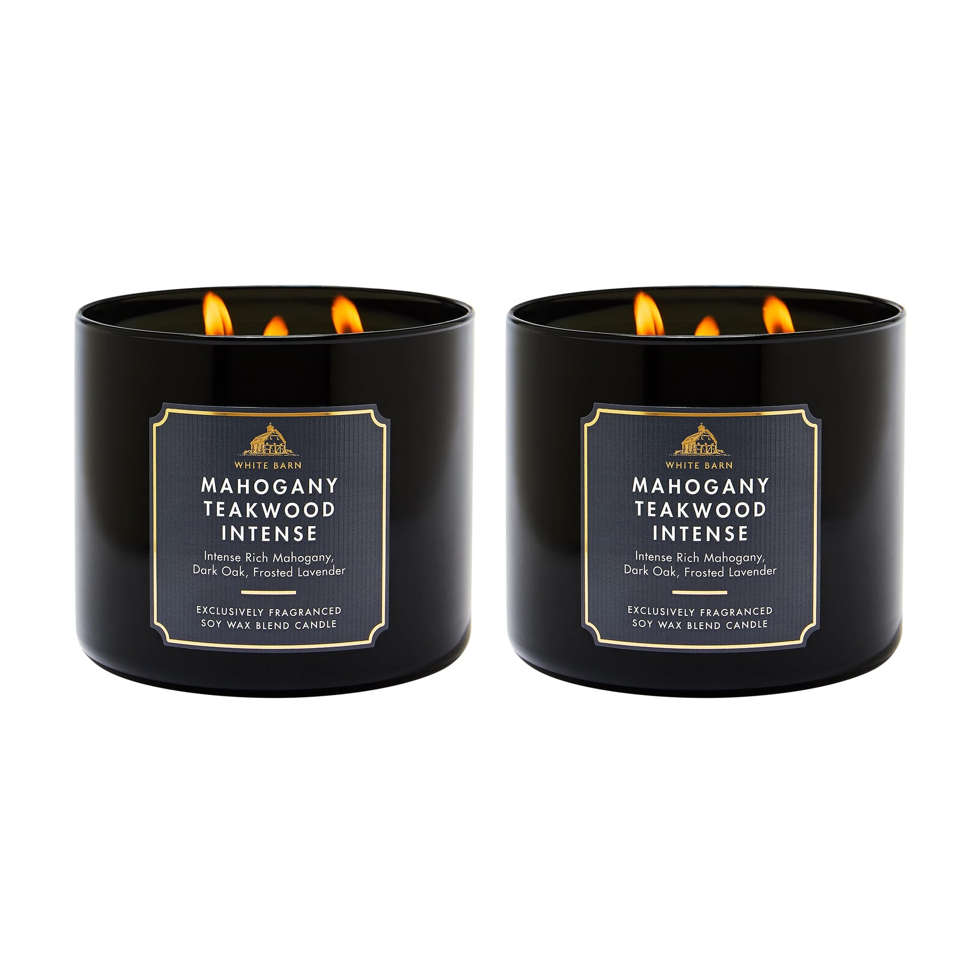 Bath & Body Works White Barn 3-Wick Candle in Mahogany Teakwood High Intensity (Pack of 2)