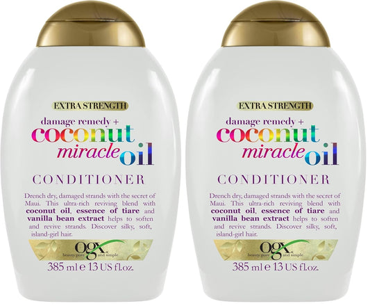 OGX Coconut Miracle Oil Conditioner For Damaged Hair 385 ML (Pack of 2)
