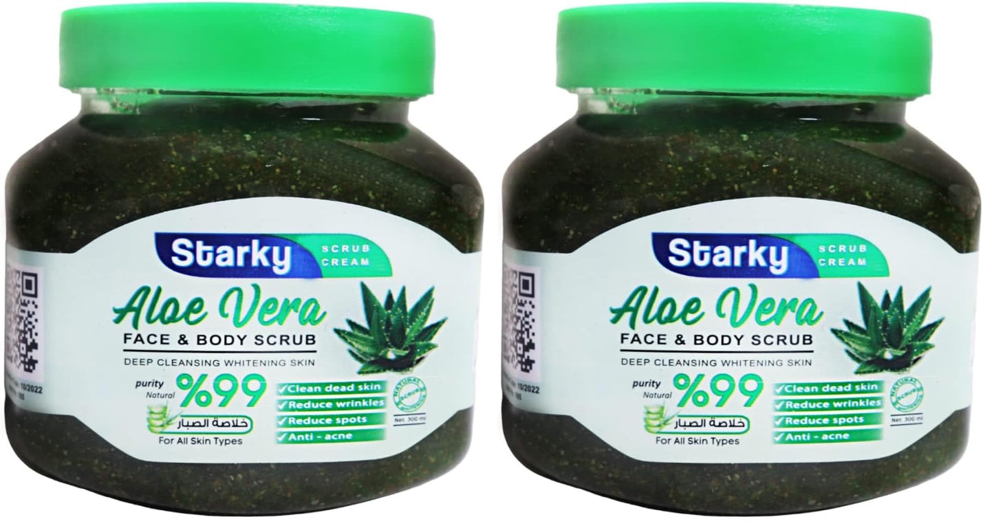 Starky scrub cream face & body scrub deep cleansing whitening skin with aloe vera for all skin types-300ml (Pack of 2)