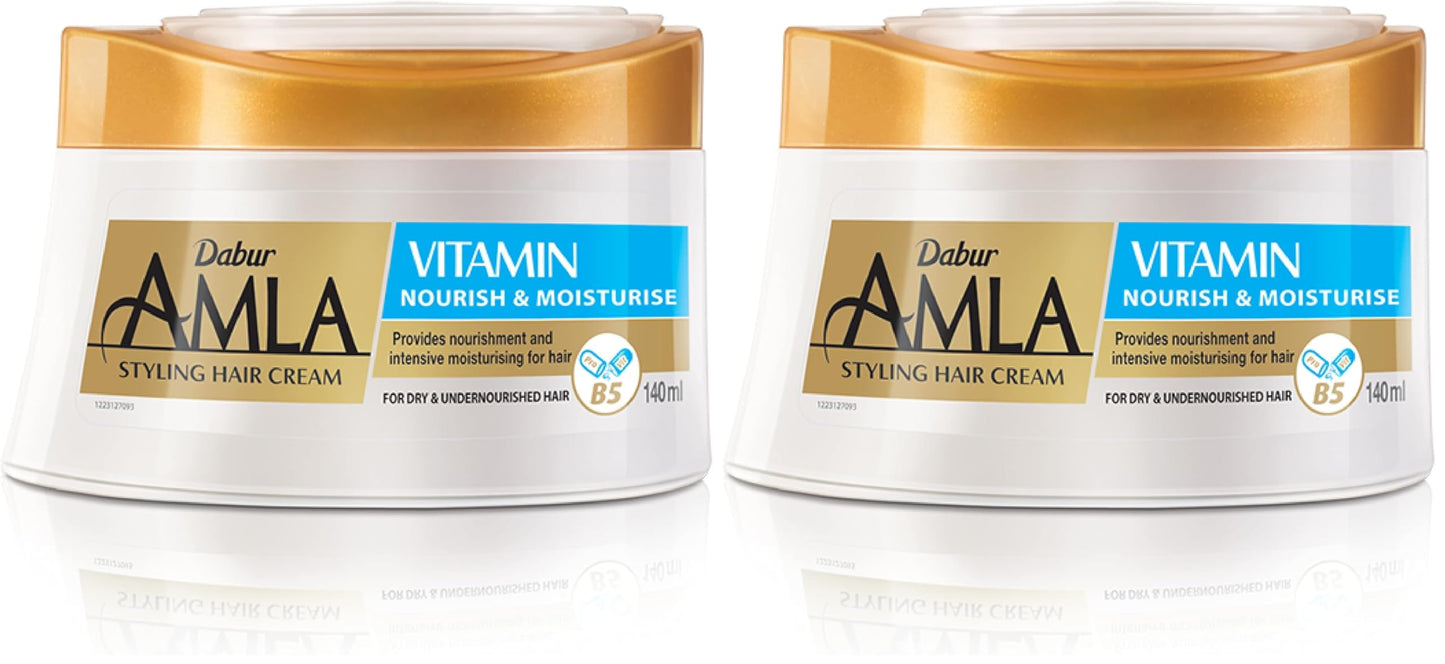 Dabur Amla Vitamin Styling Hair Cream (125mL) | Helps Dry and Under-Nourished Hair | Nourishes and Moisturizes Hair | Non-Sticky and Non-Greasy | 24-Hour Active Nourishment System (Pack of 2)