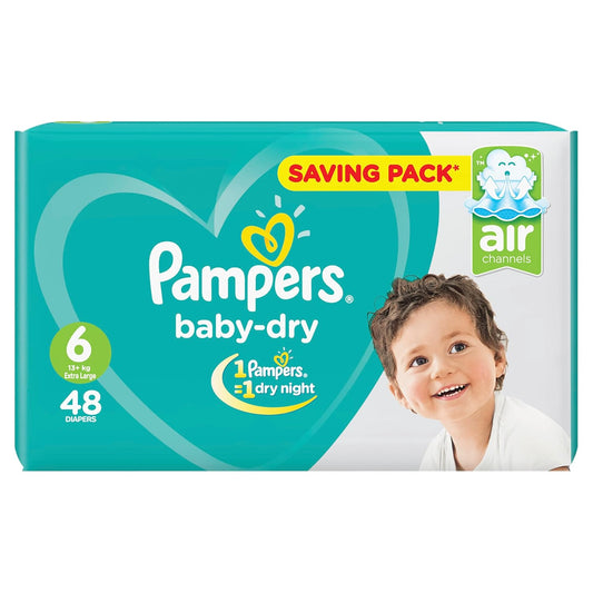 Pampers Baby Dry Taped Diapers Cotton, Size 6, 48 diapers