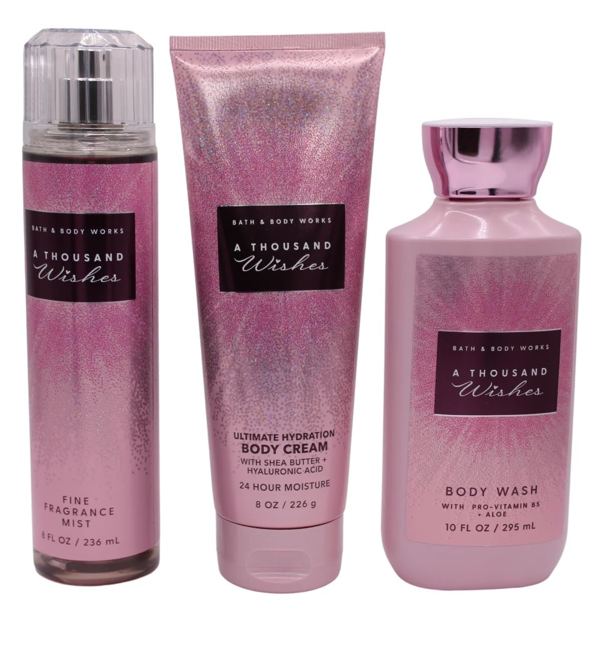 Bath & Body Works A Ace Wishes Care Set 10 oz Shower Gel, 8 oz Fragrance Mist and 8 fl oz Cream'