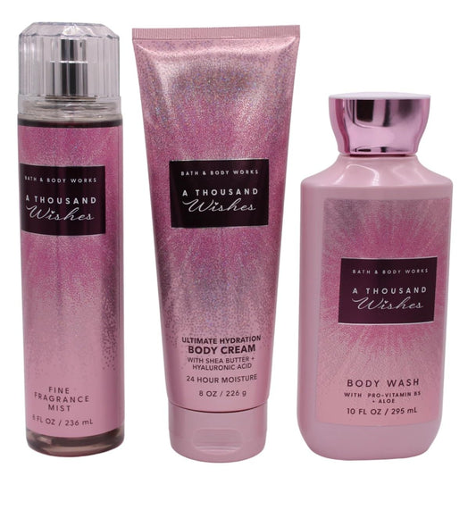 Bath & Body Works A Ace Wishes Care Set 10 oz Shower Gel, 8 oz Fragrance Mist and 8 fl oz Cream'