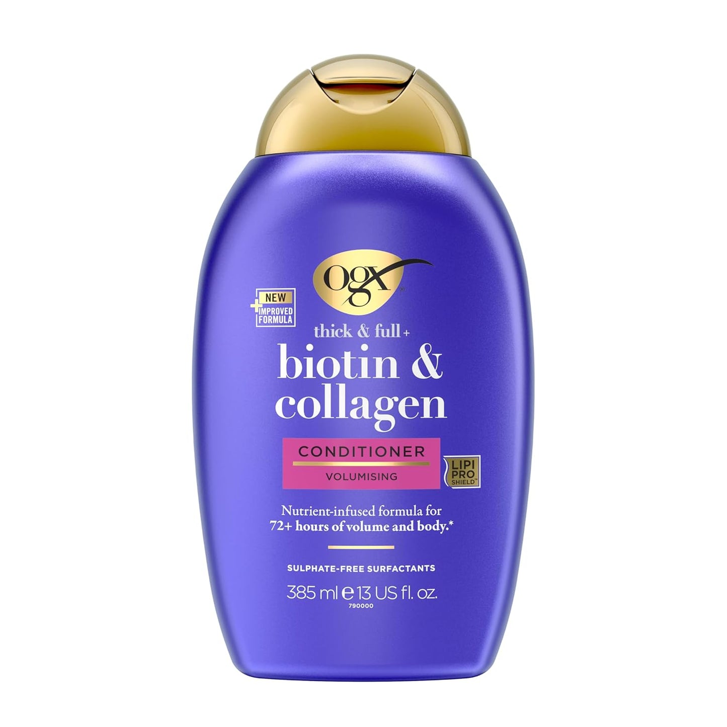 OGX Biotin & Collagen Conditioner (385 ml), Rich Hair Conditioner for 72h+ Volume & Fullness with Biotin & Collagen, Hair Care Volume Conditioner for Fine & Thin Hair with LipiPro Shield Technology