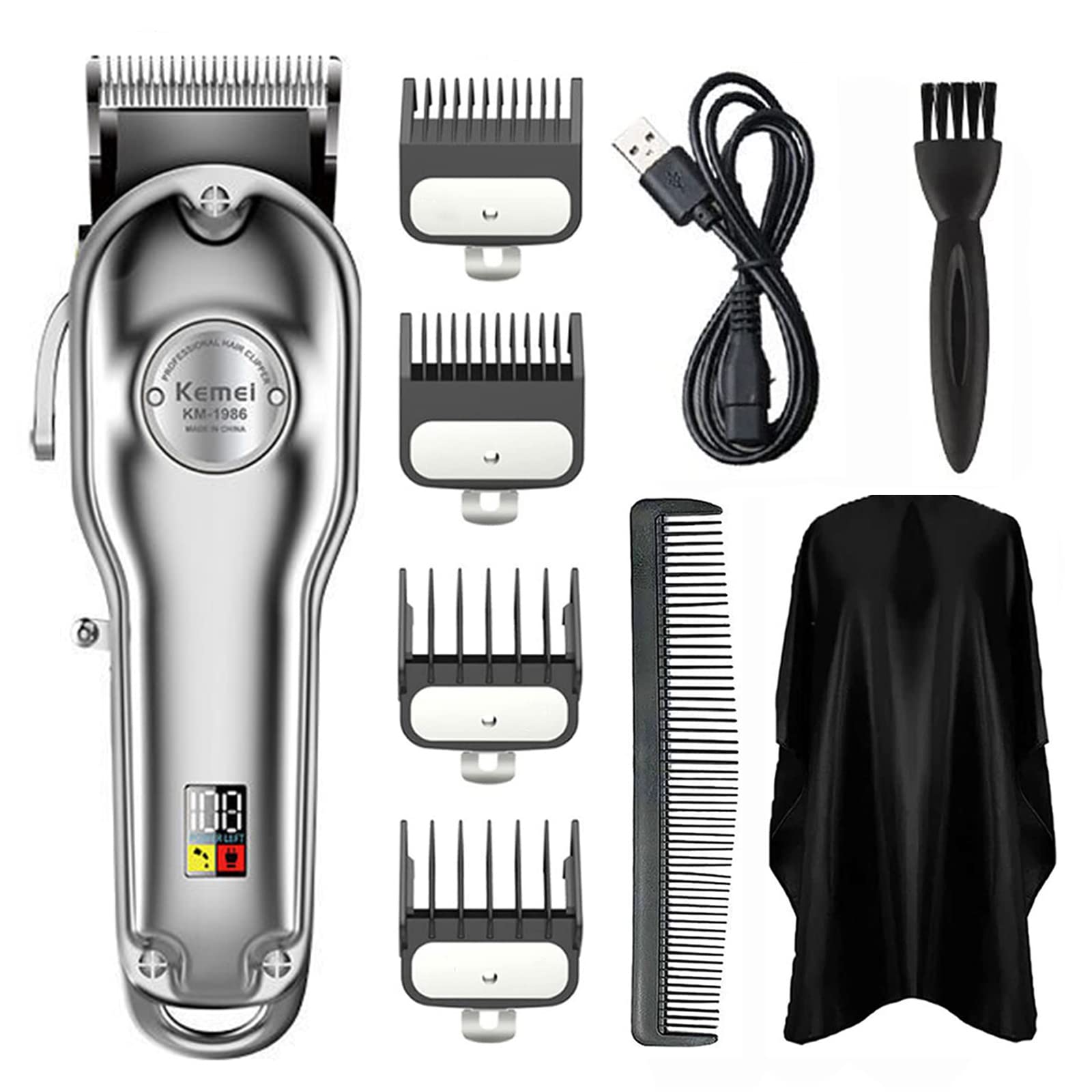 KEMEI KM-1986 Golden Cordless Professional Hair Clipper For Men (Silver)