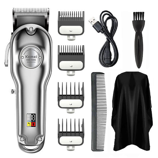 KEMEI KM-1986 Golden Cordless Professional Hair Clipper For Men (Silver)