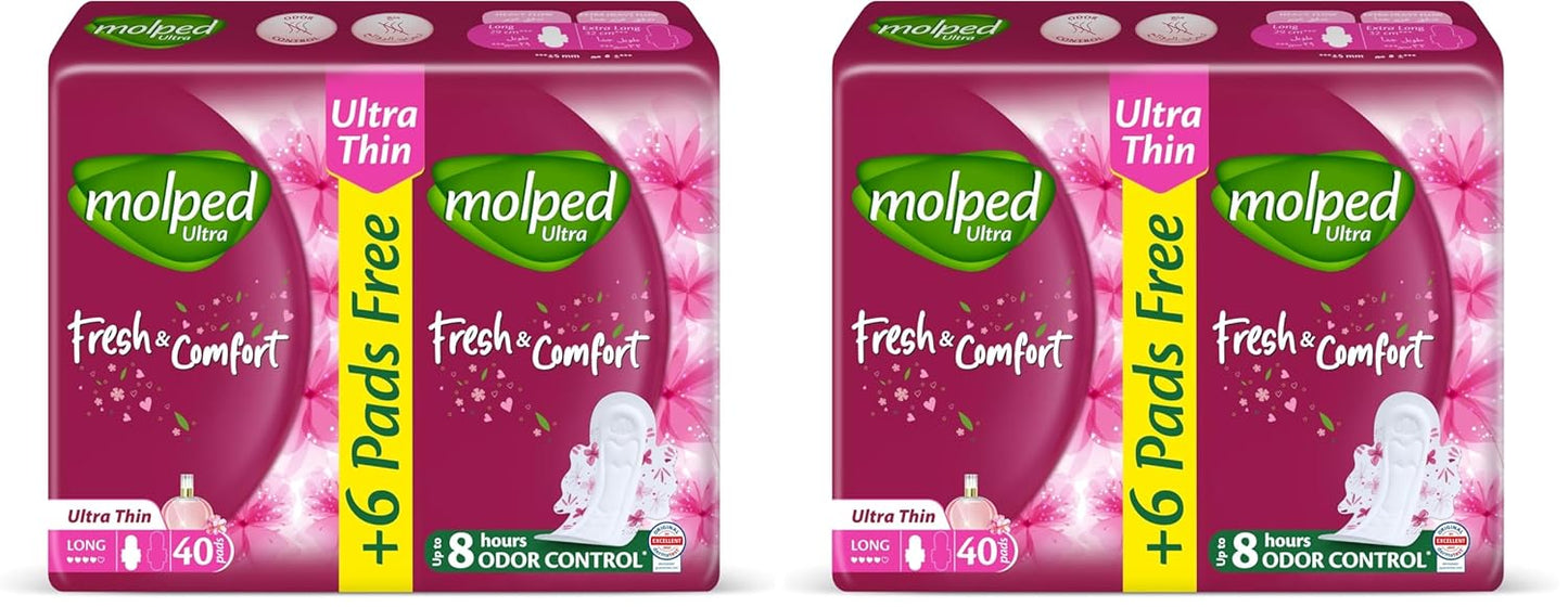 Molped Ultra - Fresh & Comfort - Family Pack - Long - 40 Pads (Pack of 2)