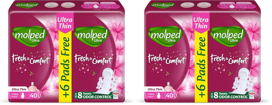 Molped Ultra - Fresh & Comfort - Family Pack - Long - 40 Pads (Pack of 2)