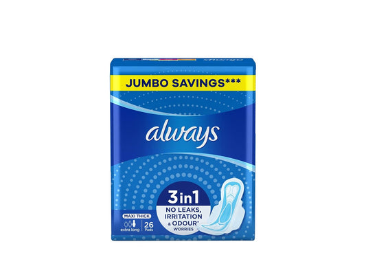 Always Maxi Thick Extra Long Sanitary Pads with Wings - 26 Pieces