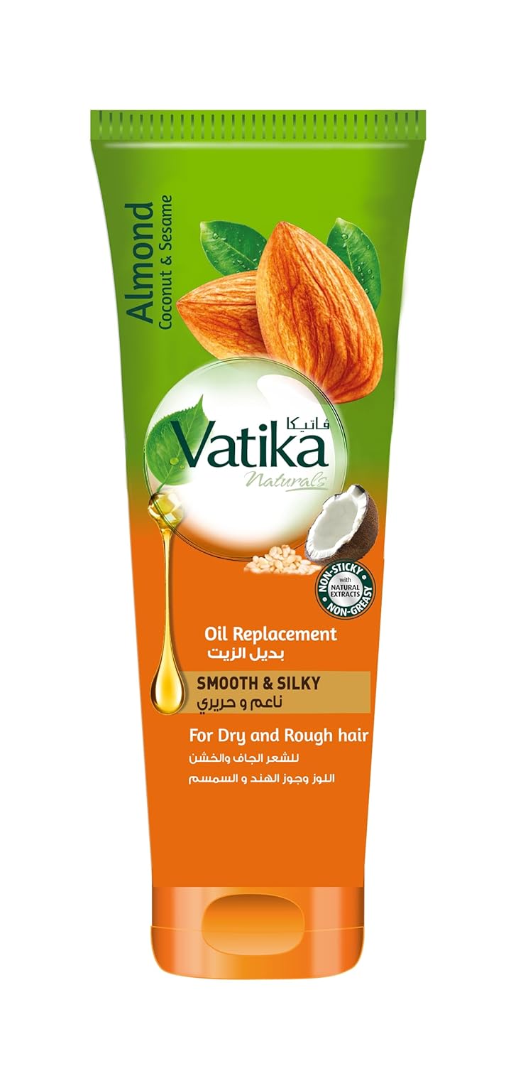Vatika Naturals Smooth and Silky Oil Replacement (200mL) | Natural Extract of Almond, Coconut and Sesame | Helps Dry and Rough Hair | Non-Sticky and Non-Greasy Formula