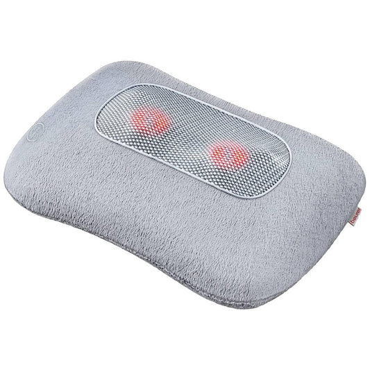 Beurer MG 145 Massage Pillow, Back Neck Massager for Relaxing Shiatsu Massage, Warming Function, Washable Cover, 4 Massage Heads, Grey