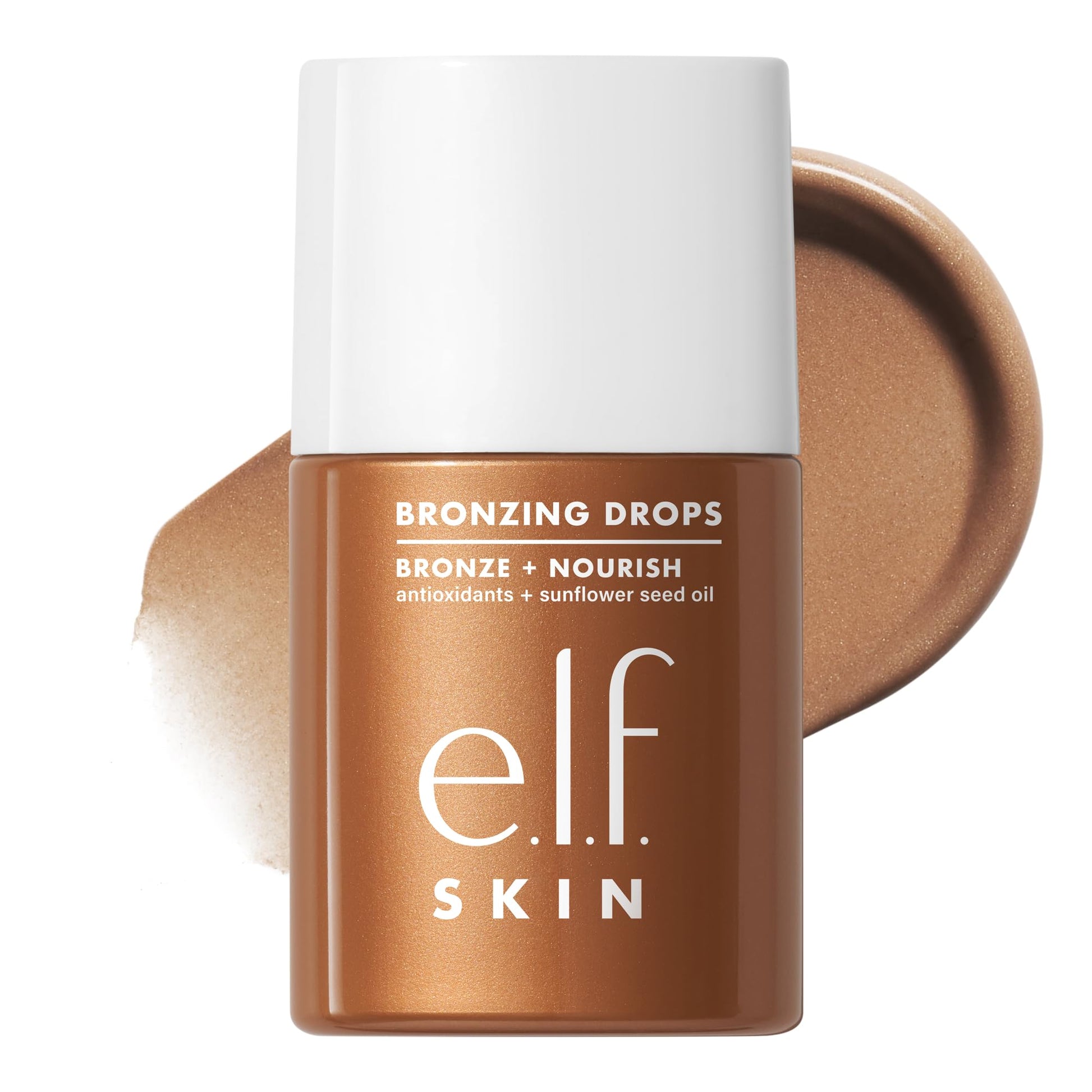 e.l.f. Skin Bronzing Drops, Liquid Bronzer For Face & Skin, Creates A Sun-Kissed Glow, Infused With Vitamin E, Vegan & Cruelty-Free, Rose Gold