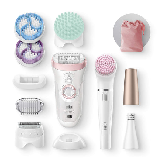 Braun Silk-épil Beauty Set 9 9/985 BS Wet & Dry epilator with 8 extras incl. Braun FaceSpa - International Warranty