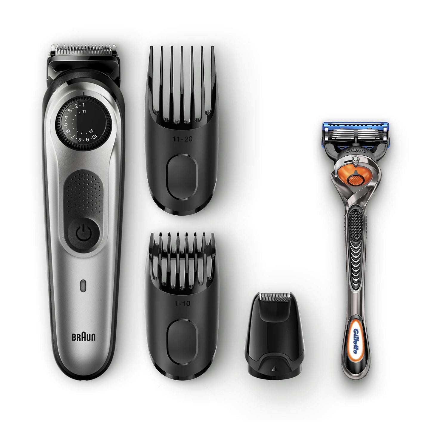 Braun BT5065 Beard Trimmer & Hair Clipper, Mini Foil Shaver Attachment, Black/Silver