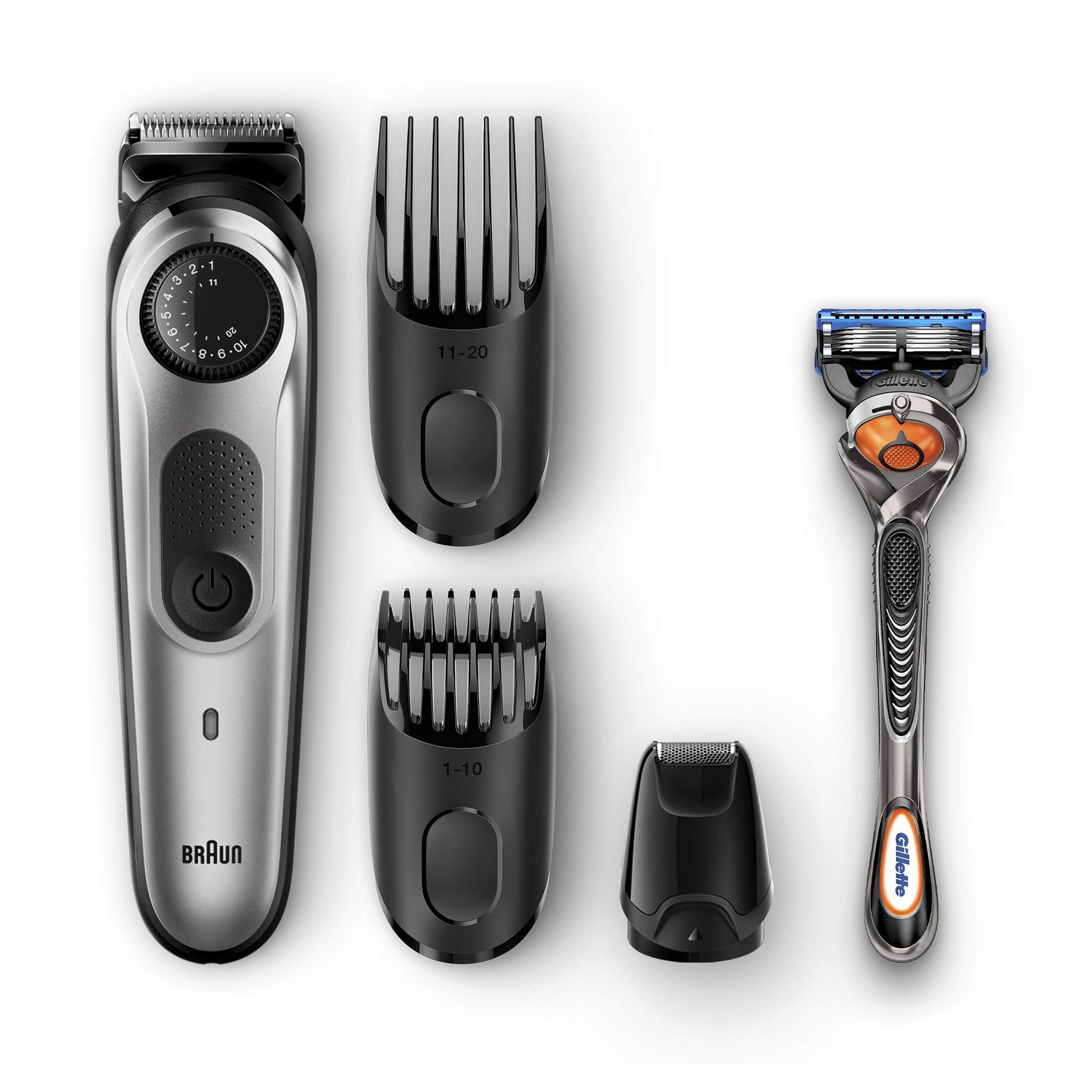 Braun BT5065 Beard Trimmer & Hair Clipper, Mini Foil Shaver Attachment, Black/Silver
