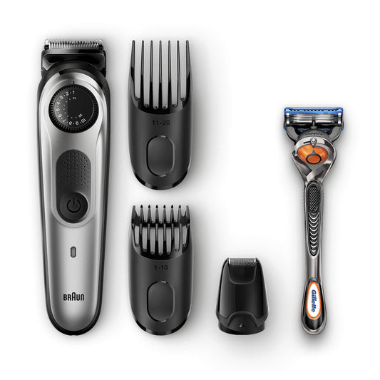 Braun BT5065 Beard Trimmer & Hair Clipper, Mini Foil Shaver Attachment, Black/Silver
