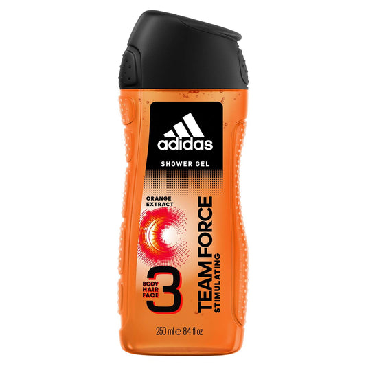 adidas Team Force 3in1 Body, Hair And Face Shower Gel For Men, 250ml