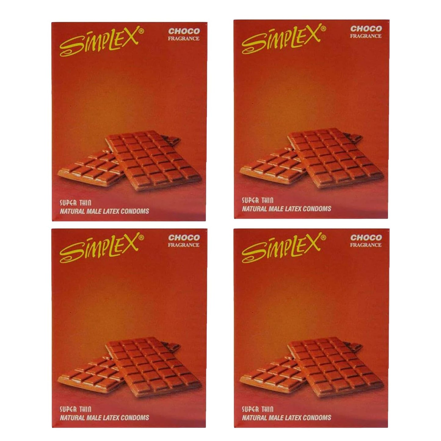 Simplex Choco Super Thin Natural Male Latex condoms 4 Packs of 3pcs
