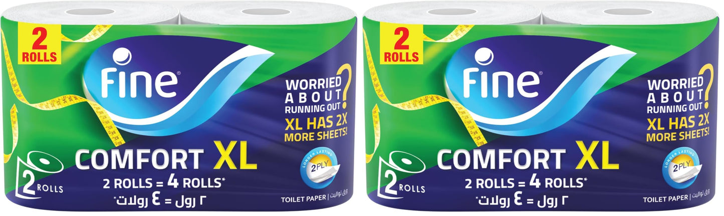 Fine Comfort XL - 2 Ply Toilet Tissue Paper - 2 Rolls (Pack of 2)