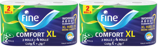 Fine Comfort XL - 2 Ply Toilet Tissue Paper - 2 Rolls (Pack of 2)
