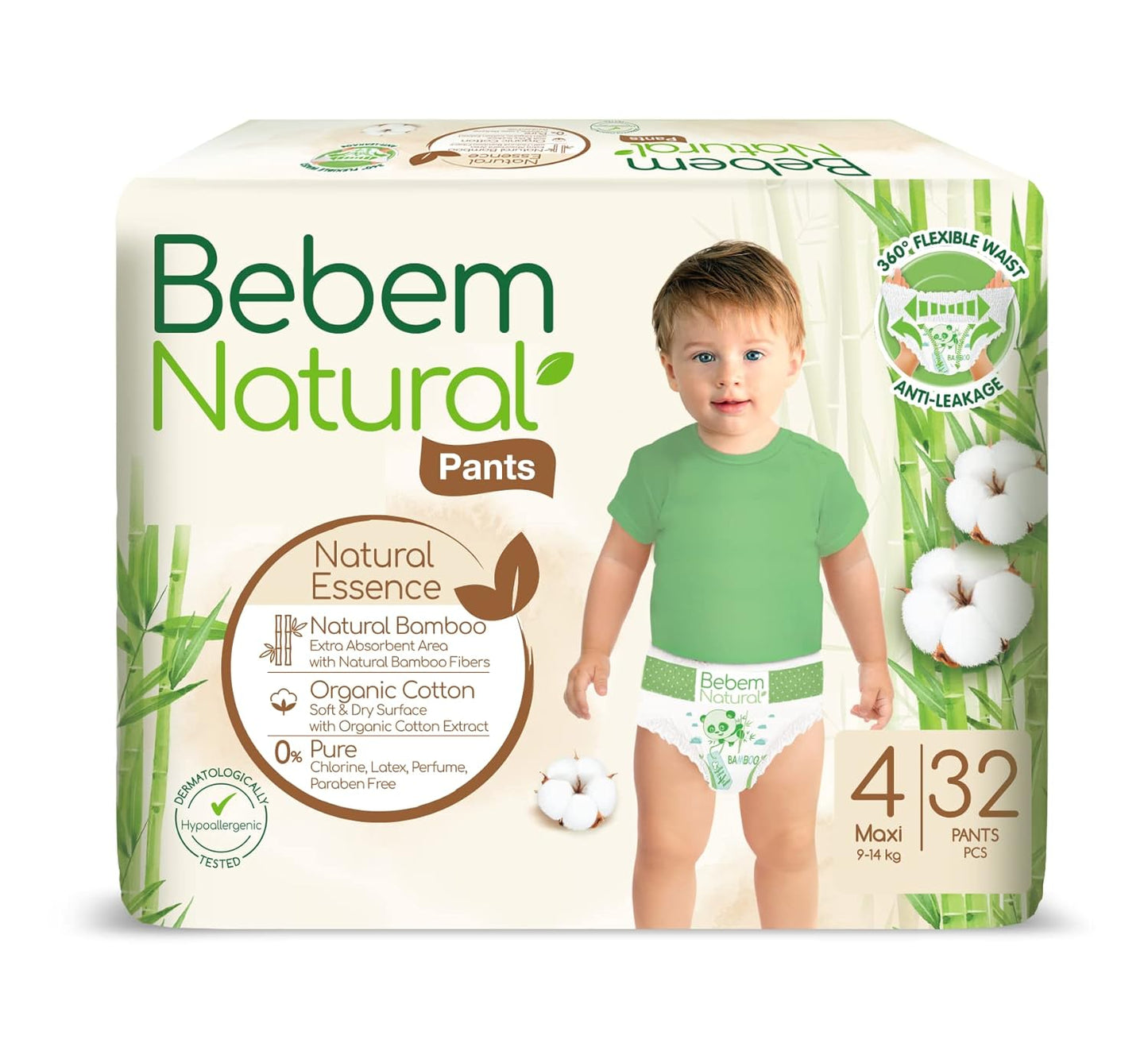 Bebem Natural - Pants Diapers - Twin Pack - Maxi Size 4 - 32 Pieces