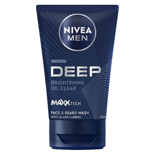 NIVEA MEN Face & Beard Wash Cleanser, DEEP Active Charcoal, 100ml