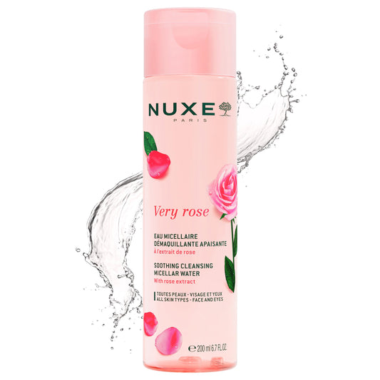 Nuxe Very Rose 3-in-1 Micellar Cleansing Water 200ml, Soothing Facial Cleanser and Makeup Remover, with Rose Extract for Face & Eyes