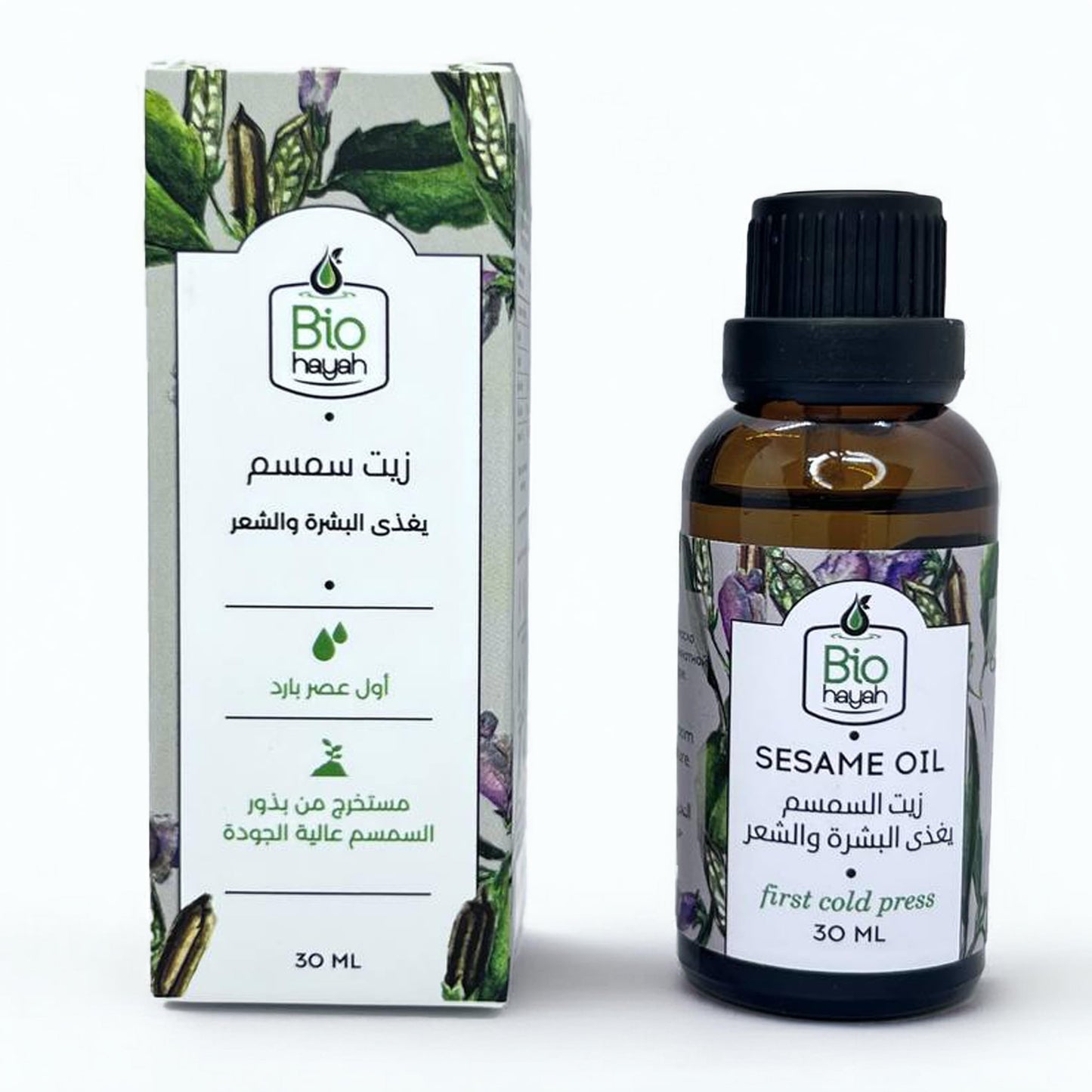 Biohayah Sesame Oil 30ml – 100% Pure Cold Pressed for Skin & Hair Nourishment | Natural Beauty Oil for Moisturizing