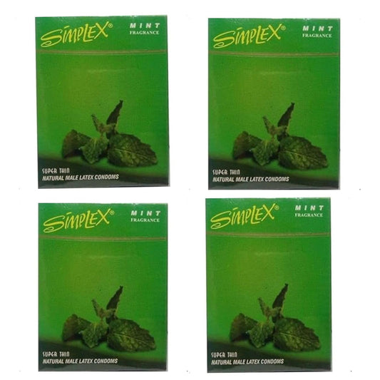 Simplex Mint Fragrance Super Thin Natural Male Latex 4 Pack - 3 Pieces per one.
