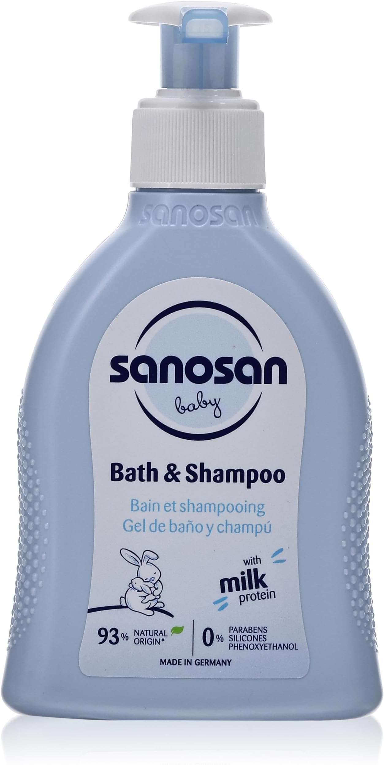 Sanosan bath &shampoo for daily newborn and baby care ideal for gently cleaning baby’s delicate skin and fine hair 200 ml made in germany