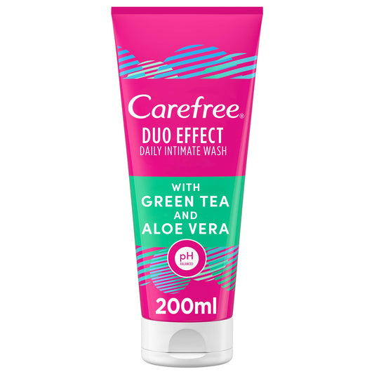 CAREFREE Daily Intimate Wash, Duo Effect with Green Tea and Aloe Vera, 200 ml