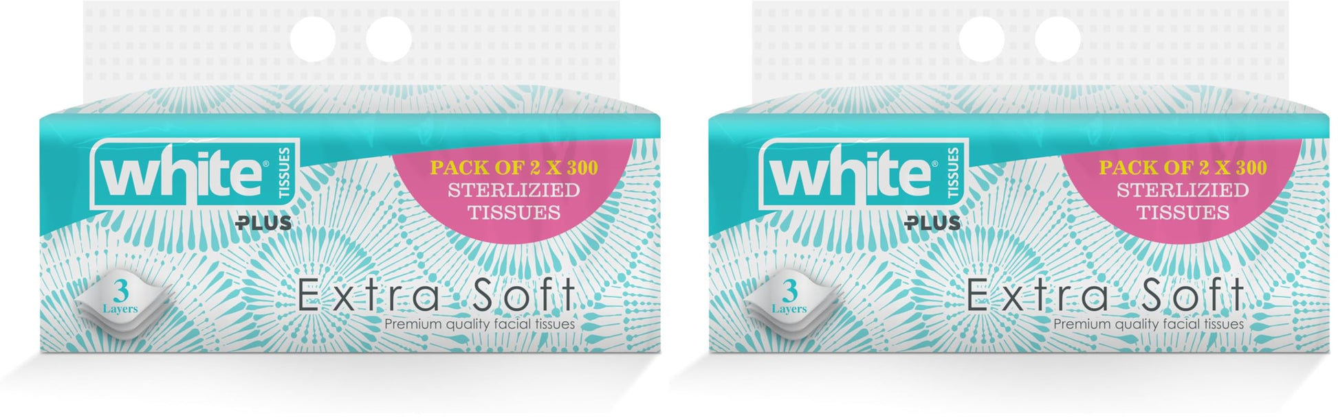 White Extra Soft Tissues, 300 Tissues (Pack of 4)