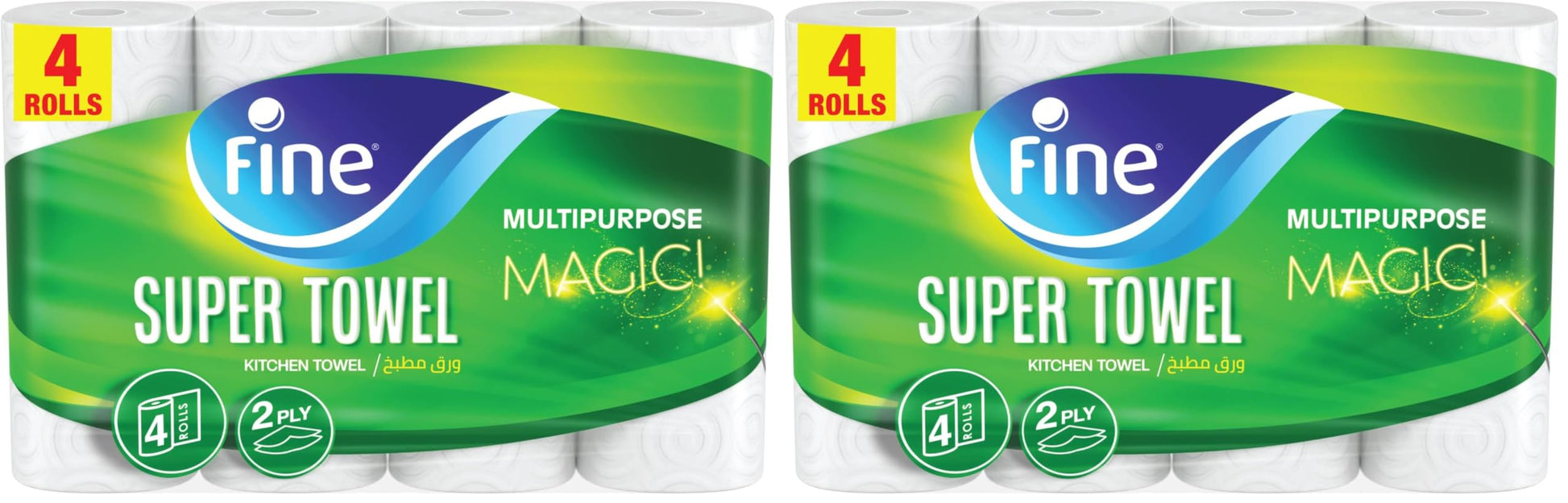 Fine Kitchen Tissue Paper, Super Towel, 2 ply 4 rolls Tissues (Pack of 2)