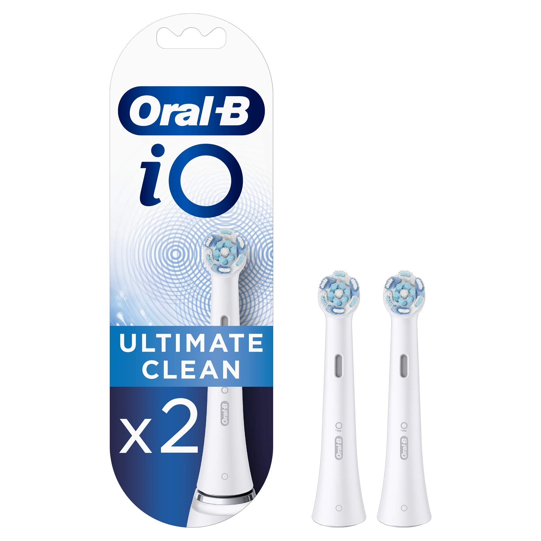 Oral-B iO Ultimate Clean Electric Toothbrush Head, Twisted & Angled Bristles for Deeper Plaque Removal, Pack of 2, White