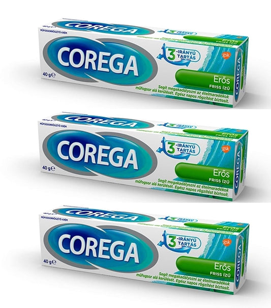 Corega Denture Adhesive Cream Fresh Mint 40 g (3 PACK)