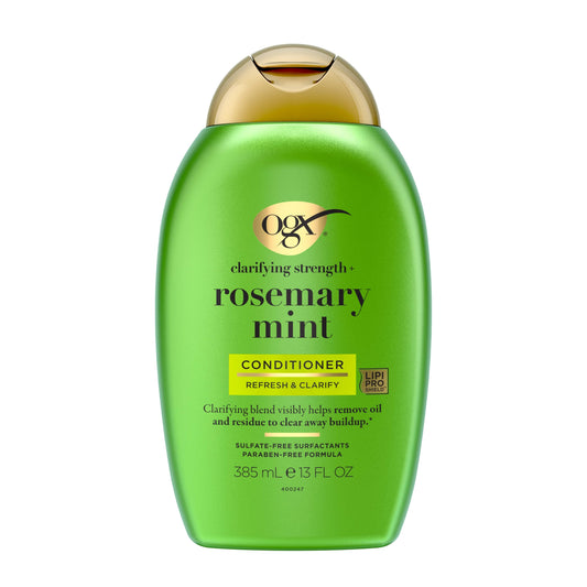 OGX Clarifying Strength + Rosemary Mint Conditioner, Clarifying Conditioner Visibly Helps Remove Oil & Residue to Clear Away Buildup from Oily Hair, Sulfate-Free Surfactants, 13 fl. oz